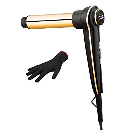 Curling Iron 1 1/4-inch with 24k Gold, Hair Curling Wand for All Hair Style with LED Temperature Control Display Easy to Adjust Temperature
