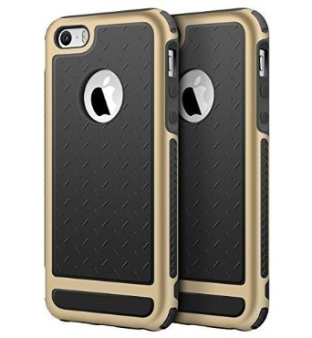 iPhone 5S Case, iPhone SE Case, DACHUI Apple iPhone 5S Cover Slim Case Protective Double Color Back Shell Bumper Case Durable TPU Cover for iPhone 5S/SE (Black Gold)