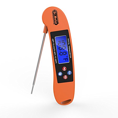 Dr.meter Instant Read Cooking Thermometer Digital Meat Tools with Voice Broadcast LED Display Pocket Size Superfast and Safe Ideal for Grill, Cooking, Candy, BBQ, Oil, Milk