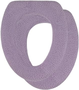Warm-n-Comfy Soft Toilet Seat Cover - Plush & Thick Fabric Toilet Seat Warmer for Round & Elongated 14x18 Toilet Seats - Reusable, Machine-Washable, Easy-Install - Gift-Rady Packaging- Light Lavender