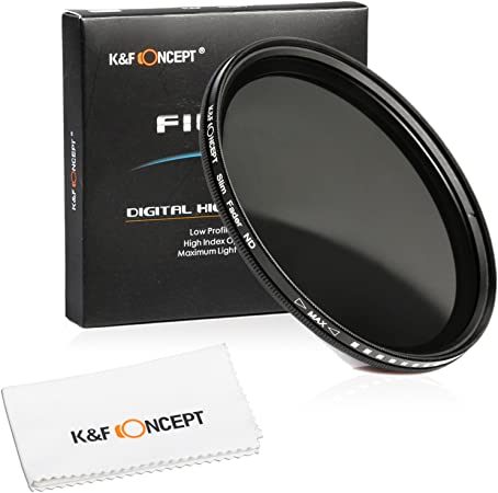 K&F Concept Professional 55mm Slim Fader Variable Neutral Density Adjustable ND 2 - ND400   Cleaning Cloth   Filter Box