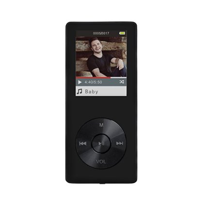 AGPtEk M07 8GB Metal Shell MP3 Player with 1.8 Inch Screen,Support 32GB Micro SD Card,FM Radio ,Lossless Sound ,Speaker,Black