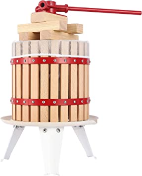 YUDA Upgraded Manual Fruit Wine Press W/ 8 Blocks 100% Nature Oak, Cider Apple Grape Berries Crusher Juice Maker (3.17 Gallon)