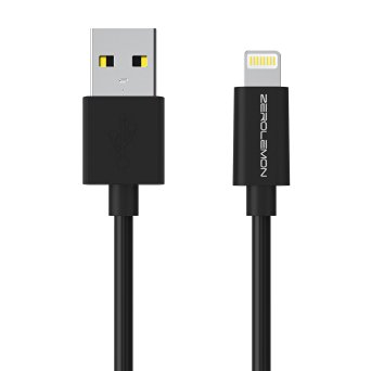 [Apple MFi Certified] ZeroLemon Lightning to USB Plastic PVC Cable 6 inch / 15 cm   Enhanced Plastic Cap for iPhone, iPod and iPad [2 Year Warranty] - PVC Black