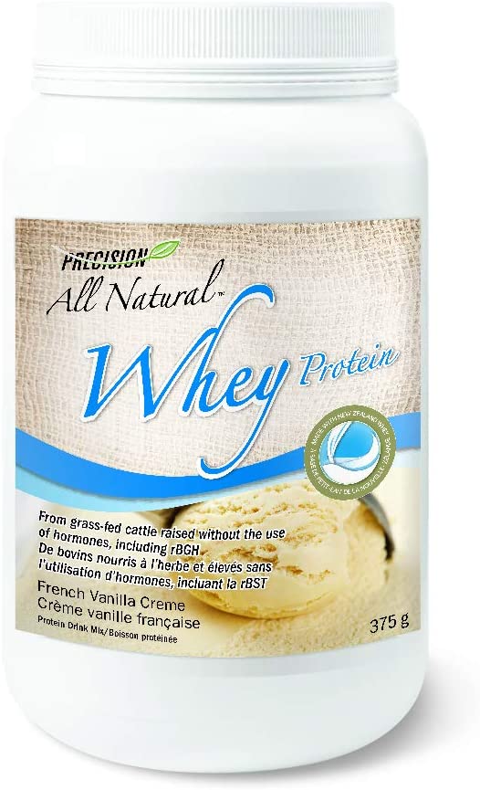 Precision All Natural Whey Protein Powder - French Vanilla Creme flavour, 375 g | Hormone-free and gluten-fee