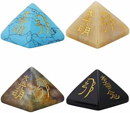 rockcloud Healing Crystal Orgone Chakra Pyramid Metaphysical Stone Figurine(Pack of 4)