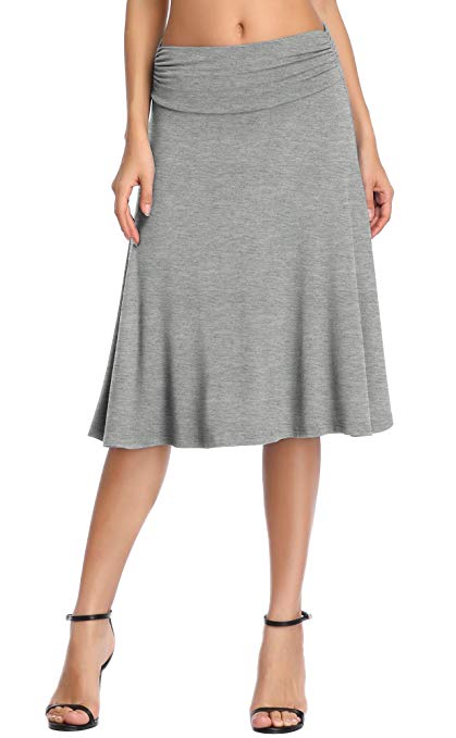 Urban CoCo Women's Ruched Waist Stretchy Flared Yoga Skirt