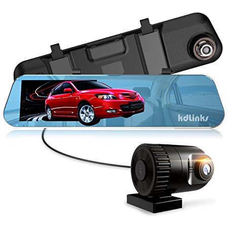 KDLINKS R100 Ultra HD 1296P Front   1080P Rear 280° Wide Angle Anti-Glare Rearview Mirror Dual Lens Dash Cam IPS 5" Screen, Superior Night Mode, Advanced Dashcam Parking Mode, Support 64/128GB