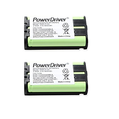 PowerDriver Cordless Home Phone Rechargeable Battery for Panasonic HHR-P104 HHR P104 HHR-P104A KX-TG2314 KX-TG2322 KX-TG2366 KX-TG2343 KX-TG2344 KX-TG2346 (Pack of 2)
