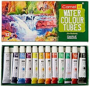 Camlin Water Colour Tubes for Student - 12 Shades, Multicolor