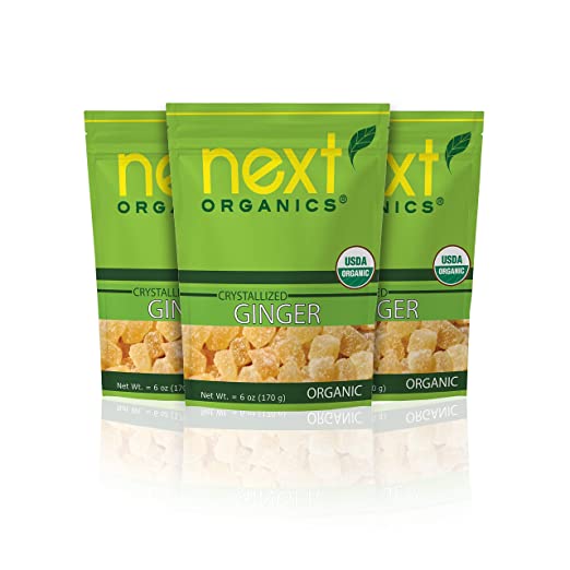 Next Organics Crystallized Ginger Cubes, 6 oz Bag (Pack of 3)