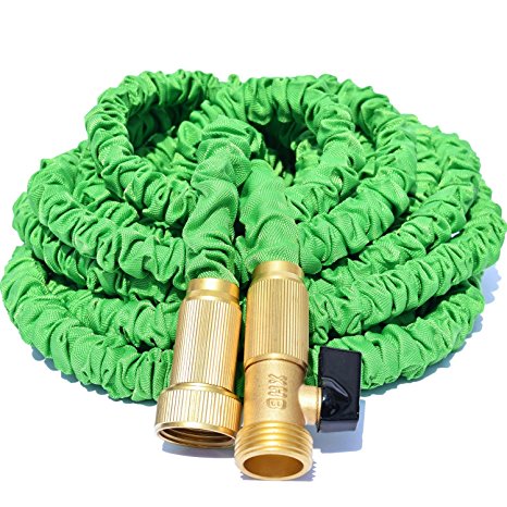 Riemex 75ft Best Expandable Garden Water Hose-TRIPLE LATEX-TOP QUALITY- Brass Fittings Connectors, Flexible - for all Watering Needs (75 FT, Green)