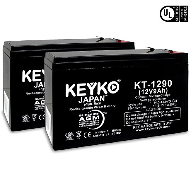 APC Back-UPS XS 1500 BX1500LCD 12V 9Ah / REAL 9.0 Amp Battery AGM / SLA Sealed Lead Acid Rechargeable Genuine KEYKO - F2 Terminal - 2 Pack