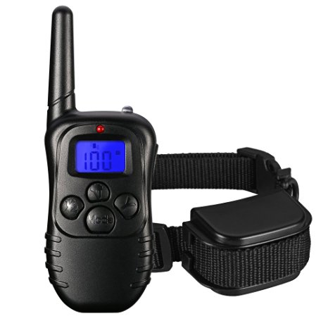 Turbot Remote Dog Training Collar with Beep/Vibration/Shock Electronic/Flashing Lights, 330 Yards Anti Dog No Bark E-Collar for 15 to 100 Pounds Dog, Rechargeable and Weatherproof, No Harm Warning Beep and shock
