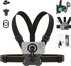 NEEWER Chest Mount Harness for Action Camera & Phone, Adjustable Hand Free Chest Strap Compatible with GoPro Hero DJI Osmo iPhone Android, Magnetic Phone Chest Mount for POV Video Vlog, GP18