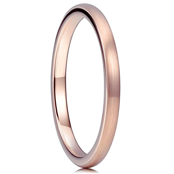 THREE KEYS JEWELRY 2mm 4mm 6mm 8mm Rose Gold Tungsten Ring Brushed Wedding Band Engagement Ring Unisex