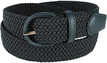 CTM Men's Elastic Braided Belt with Covered Buckle (Big & Tall Available)