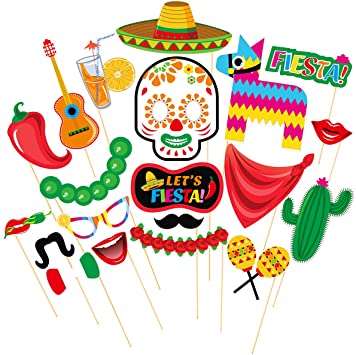 TINKSKY Photo Booth Props Fiesta Party Supplies Mexican Carnival Prop for Cinco De Mayo Fiesta Party Favors 20pcs
