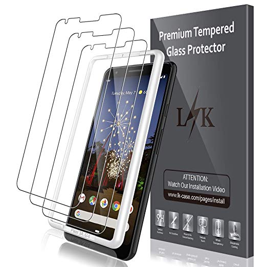 [3 Pack] LK Screen Protector for Google Pixel 3a, [Tempered Glass] [Case Friendly] [Alignment Frame Easy Installation]