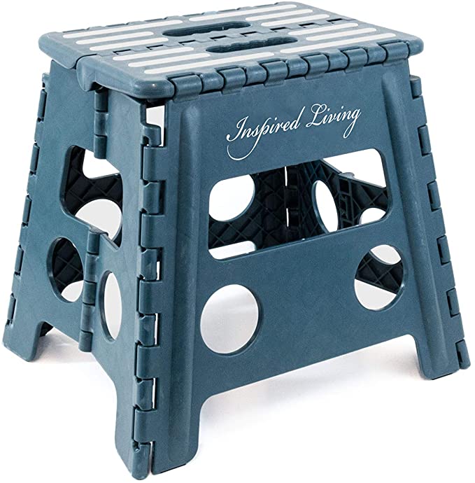 Inspired Living Folding Step Stool Heavy Duty, 13" High, Dark Teal