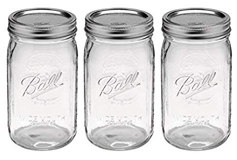 Ball Quart Jar with Silver Lid, Wide Mouth, Set of 3
