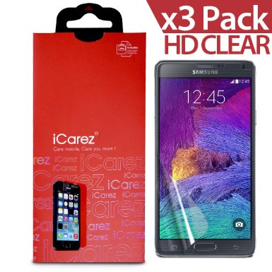 iCarez Samsung Galaxy Note 4 Premium HD Clear Screen Protector  Unique Hinge Install Method With Kits  3-Pack