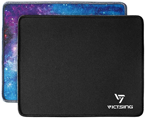 VicTsing 2 Pack Mouse Pads with Stitched Edge, Premium-Textured Mouse Mat, Non-Slip Rubber Base Mousepad for Laptop, Computer & PC, 10.2×8.3×0.08 inches, Black Blue