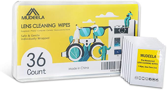 Lens Cleaner Wipes, Premoistened Lens Cleaning Wipes for Eyeglasses, Glasses, Camera, Screen, 36 Count