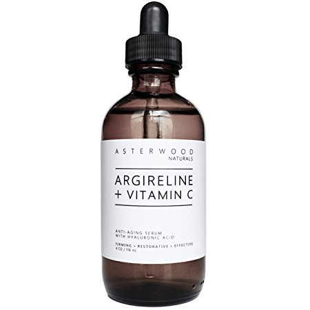 Argireline 30% + Vitamin C 20% Serum with Organic Hyaluronic Acid 20% 4 oz - Anti Aging, Amazing Sun Damage Repair & Botox Alternative - ASTERWOOD NATURALS - Glass Bottle