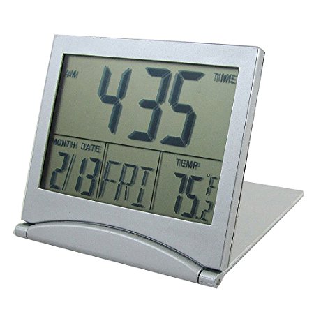 Sonline Foldable Battery Supply Desktop Calendar Temperature Digital Alarm Clock