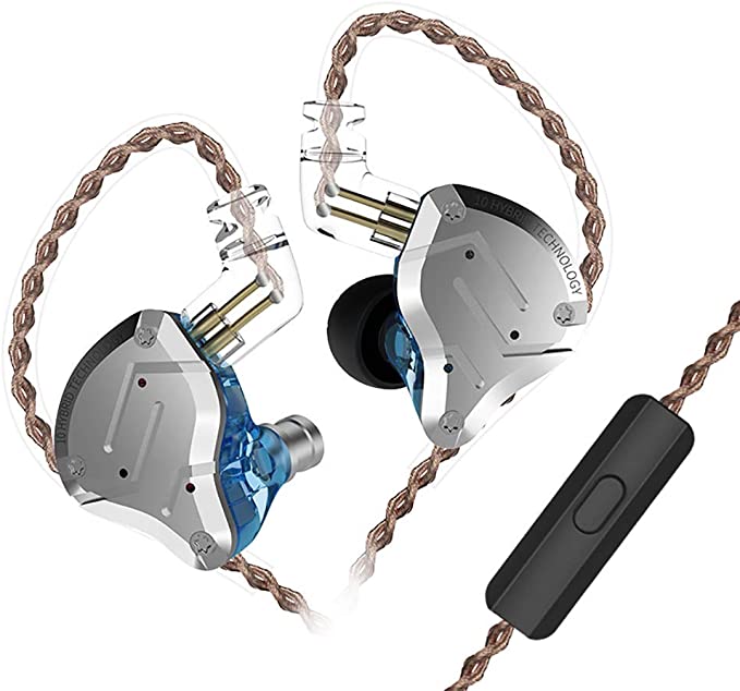 New KZ ZS10 PRO Metal Headset 4BA 1DD Hybrid 10 Units HiFi Bass Earbuds in Ear Headphones Earphones (Blue with Microphone)