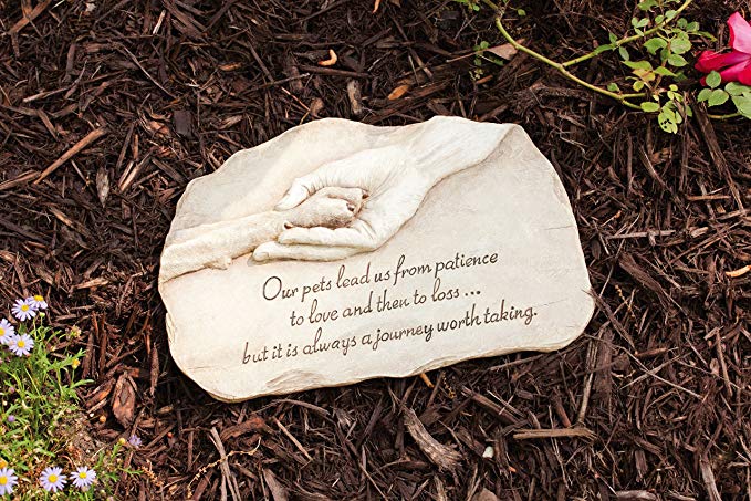 Evergreen Garden Dog Paw in Hand Devotion Painted Polystone Stepping Stone - 12”W x 0.5”D x 7.5”H