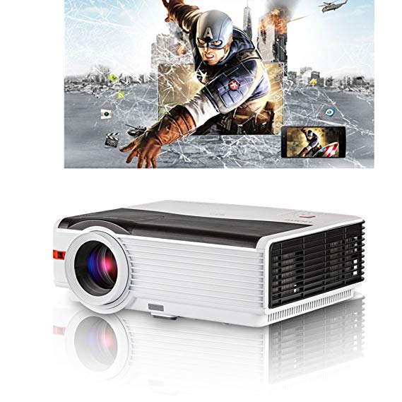 5000 Lumens High Resolution HD LED Home Theater Projector 1080P with Dual HDMI USB VGA/AV/Audio Built-in Speaker Zoom Keystone for iPhone Mac iPad XBOX PS4 Wii DVD Player Laptop Games Outside Movies