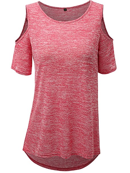 Govc Women Summer Casual Cold Breathable Shoulder Off Loose Fit Plus Size Light Stretchy T-Shirts Tops Tees