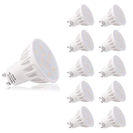 LOHAS GU10 Spotlight Bulb. LED 4000K Natural White, 50W Halogen Bulbs Equivalent,120 Drgree Beam Angle, Non Dimmable, 500lm, 10 Pack