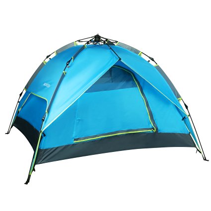 Ancheer Camping Tent Blue Double Layers 3-4 Person Quick Pop Up Waterproof Hiking Portable Tent