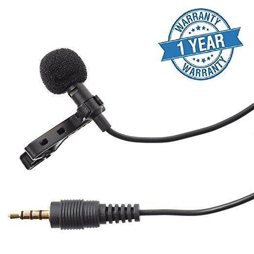 Rewy 3.5MM Clip on Mini Tie Lapel Lavalier Microphone for All Devices (Black)