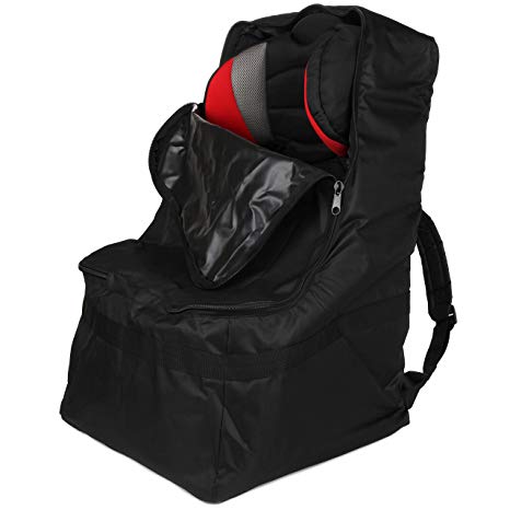 Full Size Car Seat Travel Bag - Black Carseat Carrier and Car Seat Bag for Airplane