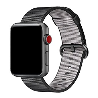Hailan Band for Apple Watch Series 1 / 2 / 3,Fine Woven Nylon Wrist Strap Replacement with Classic Buckle for iwatch,38mm,Black