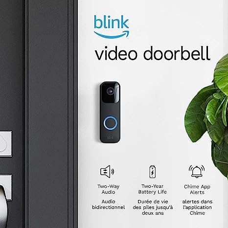 Blink Video Doorbell (Black)   Mini Camera (White) with Sync Module 2 | Two-Way Audio, HD Video, Motion and Chime Alerts | Alexa Enabled