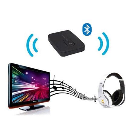 Syllable E3 Wireless Portable Bluetooth 4.0 Stereo Music Transmitter (Not A Bluetooth Receiver) For TV, Desktop, Laptop, Tablet, MP3/ MP4 Player,iPod, CD and DVD Media Players And All Other Audio Devices w/ 3.5mm Audio-out Jack (Bluetooth 4.0, Easy To Pair, 65Ft Transmitter Range, Support Stereo Music/ PCM Digital / AVRCP Signal)