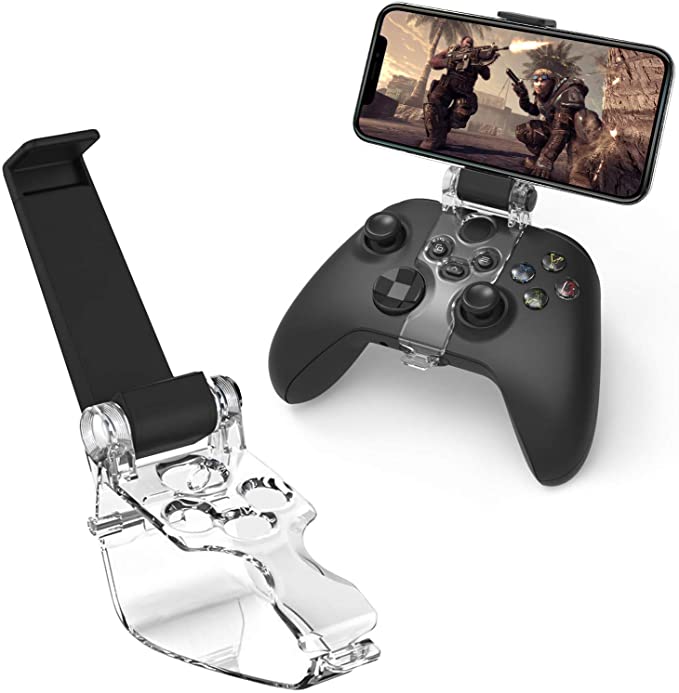 Newseego Xbox Series S/X Controller Phone Mount Clip, Foldable Mobile Phone Holder Bracket for Game Controller, Smartphone Clamp Game Clip for Xbox Series S/X Wireless Controllers-Clear