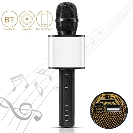 Wireless Karaoke Microphone, SDICL Portable Bluetooth Karaoke Player with Speaker for Home KTV Outdoor Party Music Playing & Singing (BLACK)