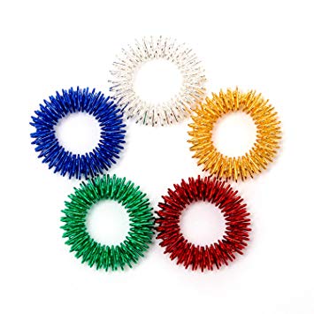 Savita Spiky Sensory Finger Acupressure Massage Rings, Silent Great Fidget Sensory Toy for Kids Teens & Adults - Aids with Focus ADD ADHD OCD & Autism,5 Bright Colors