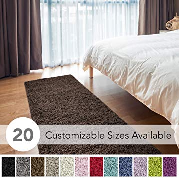 iCustomRug Cozy and Super Soft Plush Solid Shag Rug Ideal to Enhance Your Living Room and Bedroom Decor in 13 Colors / 20 Custom Sizes 2' X 8' Dark Brown Runner Rug