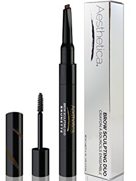 Aesthetica Brow Sculpting Duo - Double Ended Eyebrow Definer with Brow Gel - Smear Proof Formula - Vegan & Cruelty Free (Brunette)