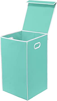 Simple Houseware Single Laundry Basket with Lid, Turquoise