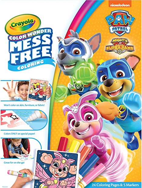 Crayola Paw Patrol Color Wonder Set, 24 Mess Free Coloring Pages & 5 Markers, Gift for Kids, Age 3, 4, 5, 6