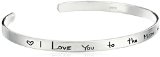 Sterling Silver I Love You to the Moon and Back Cuff Bracelet 7