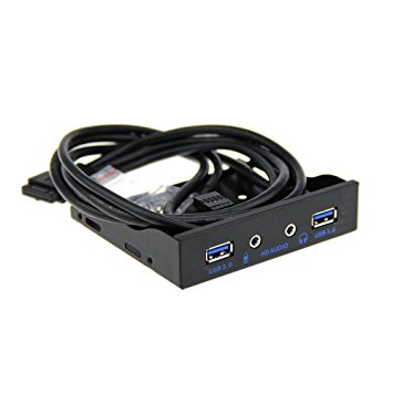 Amebay USB 3.0 Hub 2-Port 3.5 Inch Metal Front Panel with HD Audio